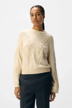 Camisola de malha bordado com flores