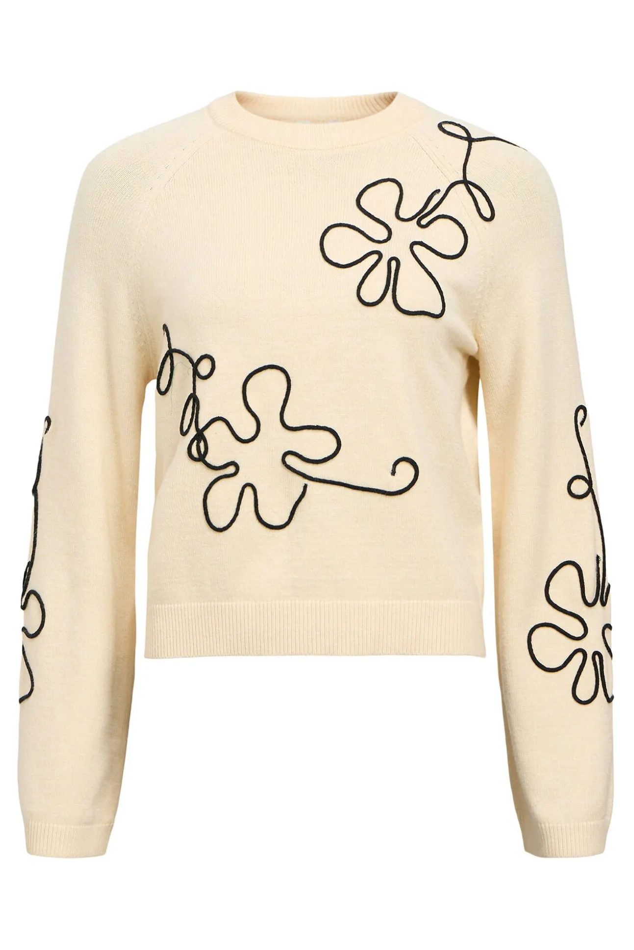 Camisola de malha bordado com flores