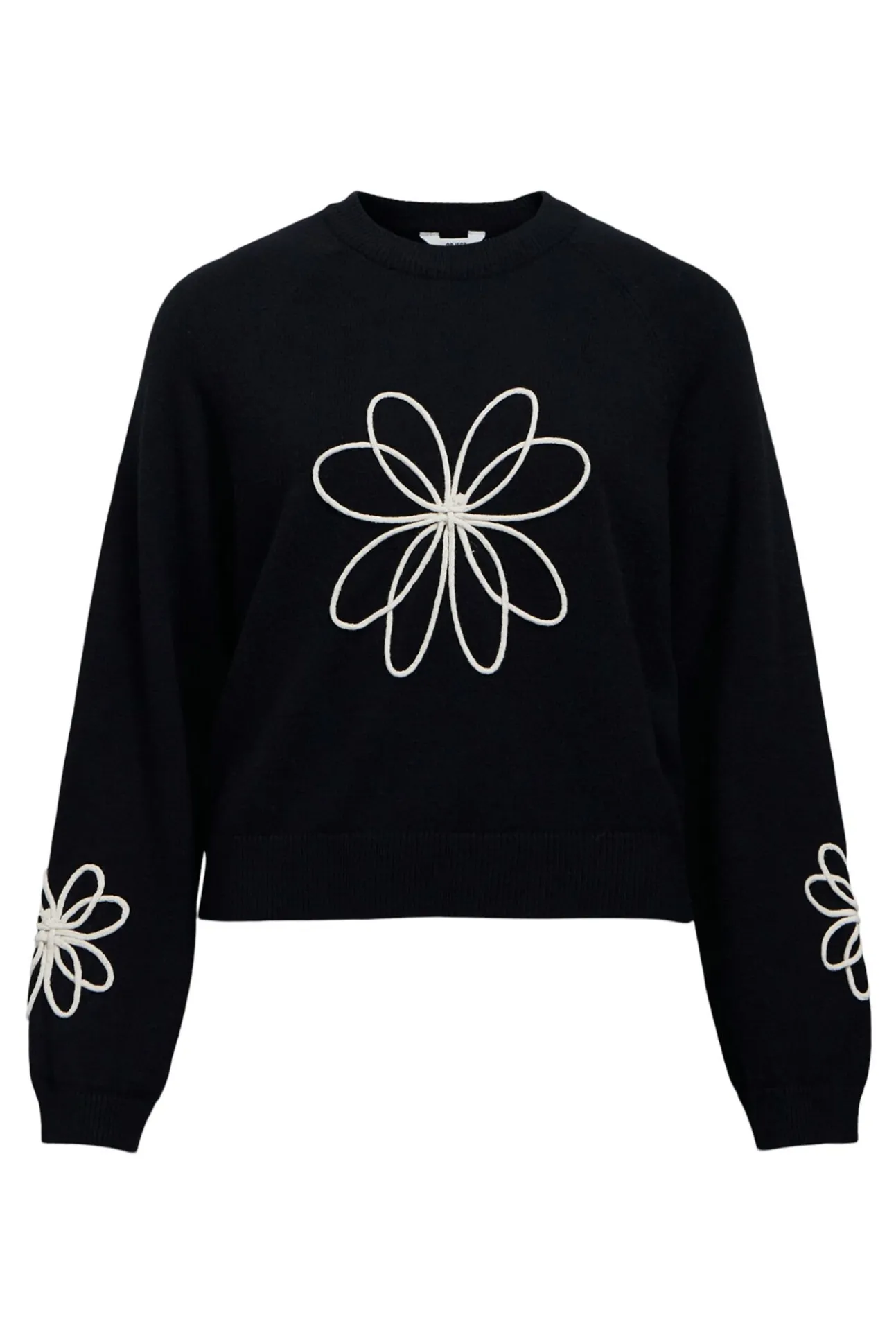 Camisola de malha bordado com flores