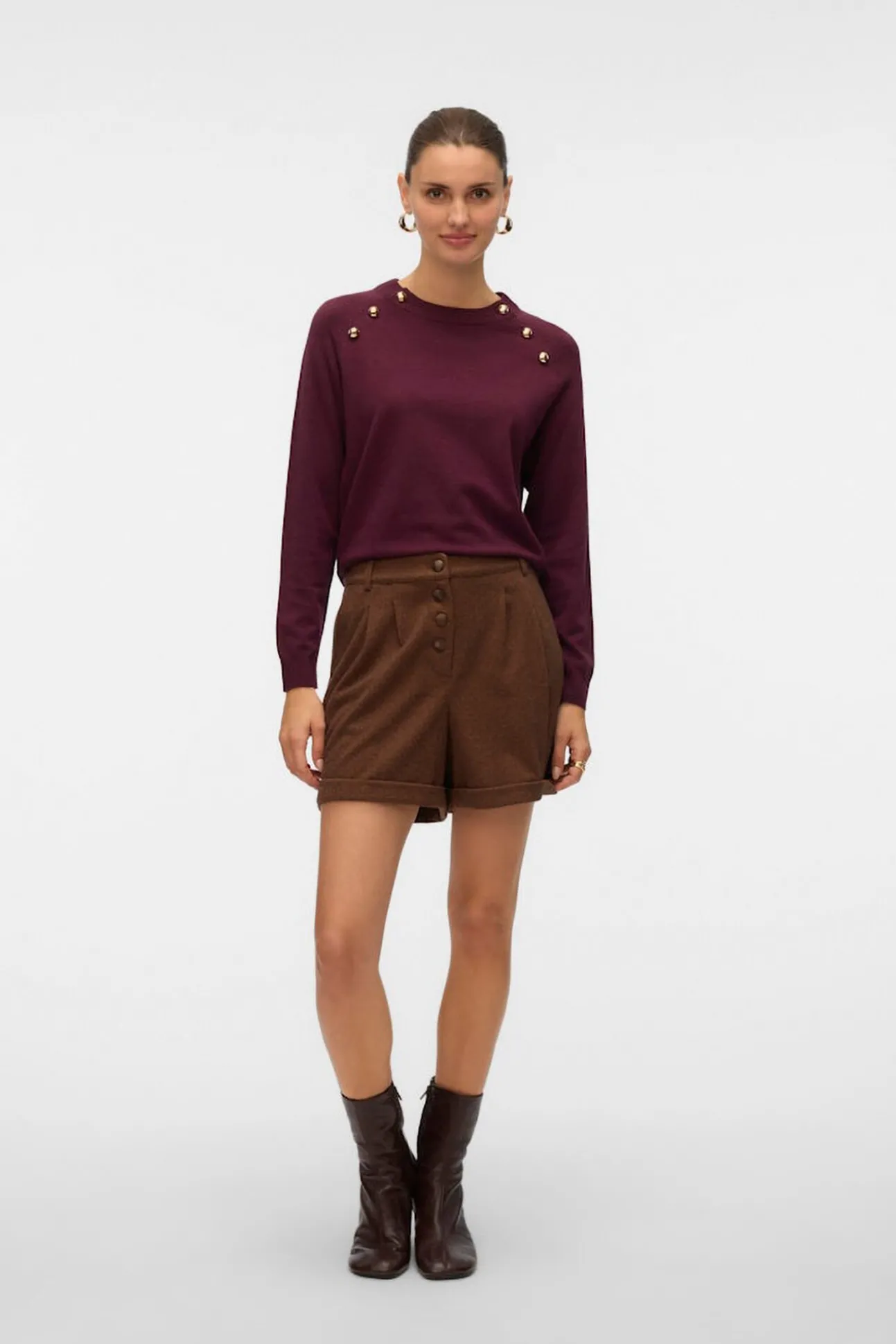Camisola de malha com botões dourados