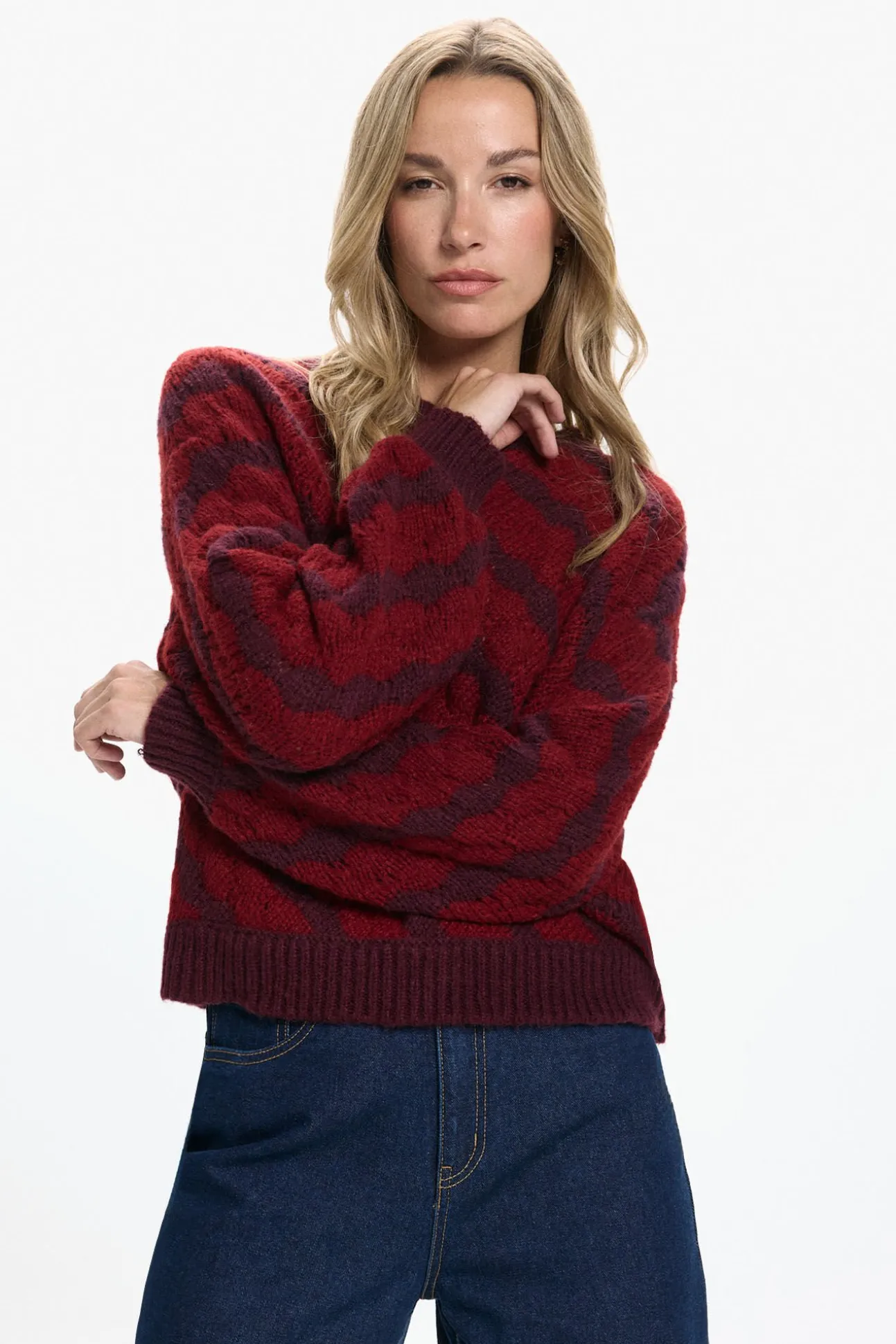 Camisola de malha com efeito geométrico