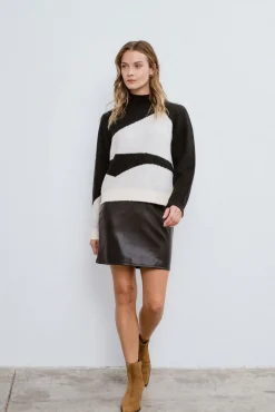 Camisola de malha cor block