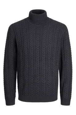 Camisola de malha gola em tricô trançado