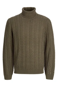 Camisola de malha gola em tricô trançado