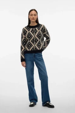 Camisola de malha grossa com estampado