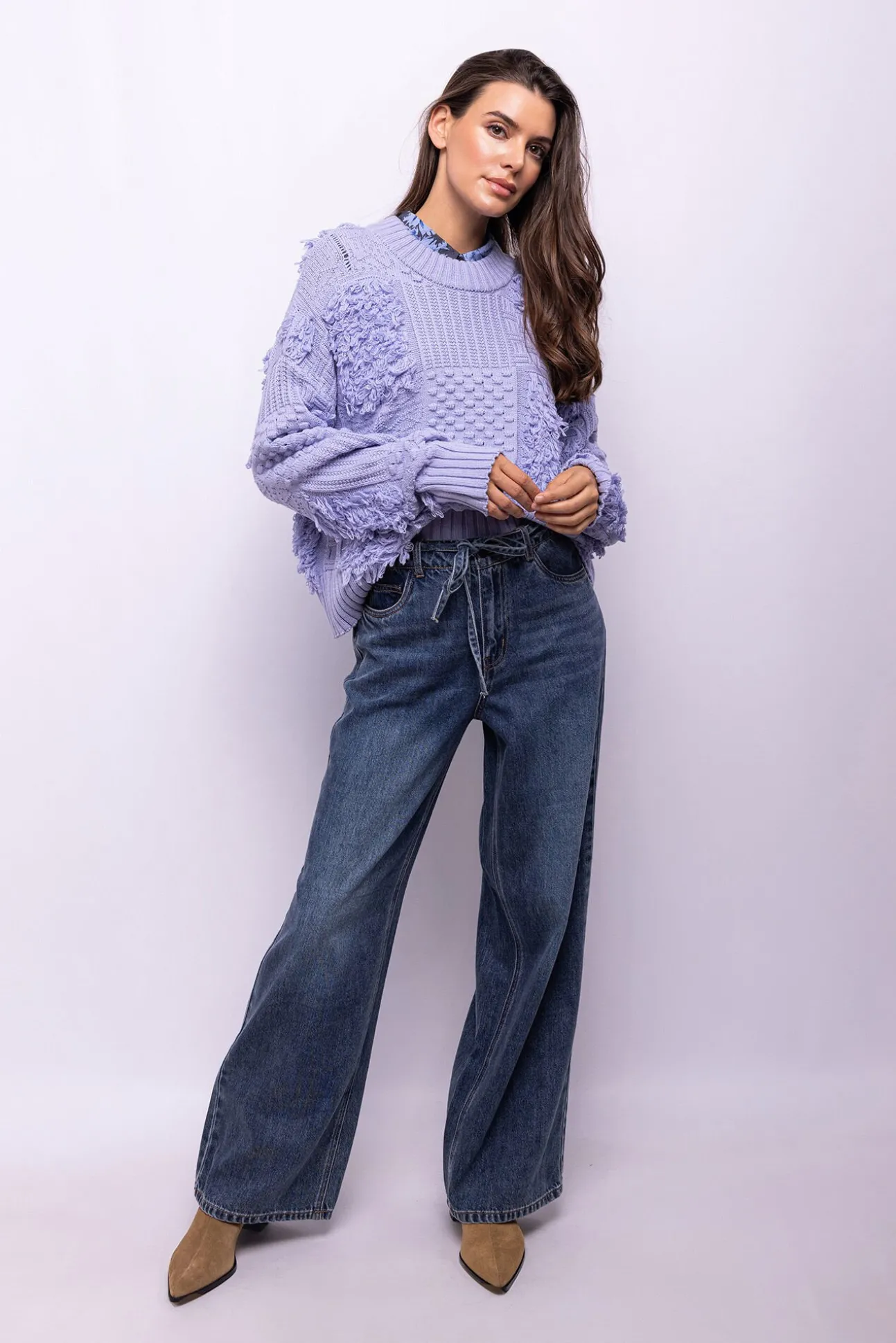 Camisola de malha patchwork