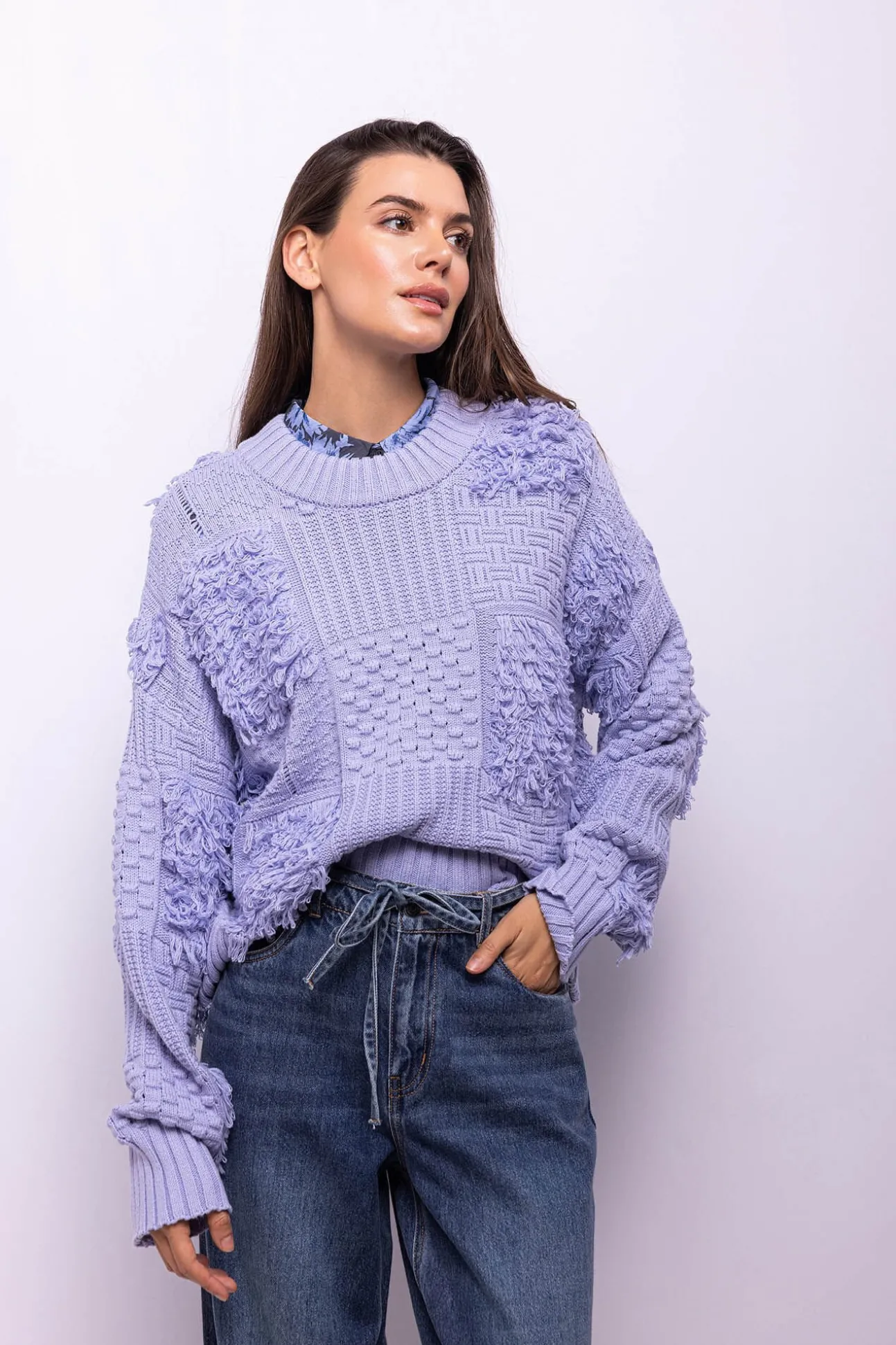 Camisola de malha patchwork