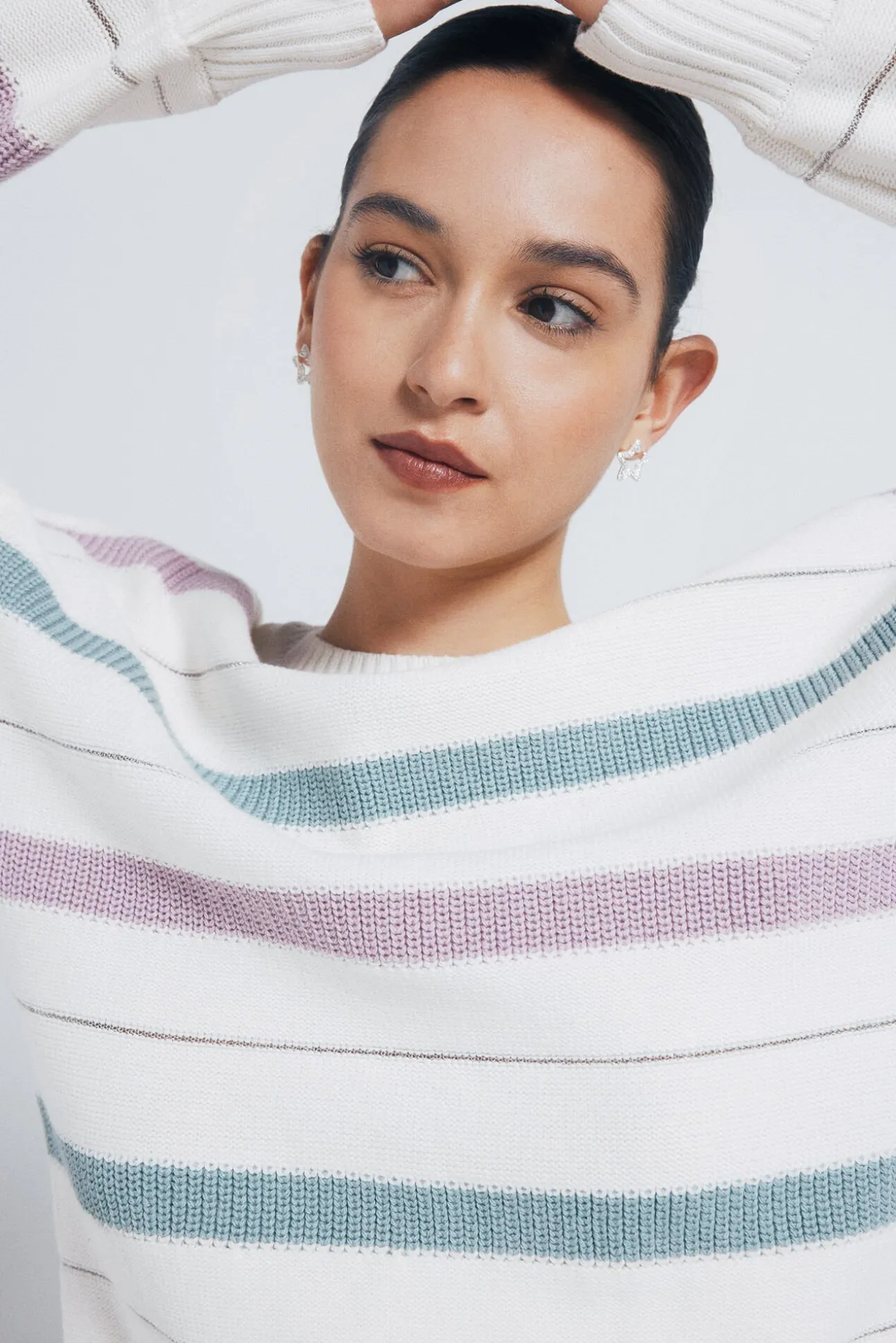 Camisola de malha riscas lúrex