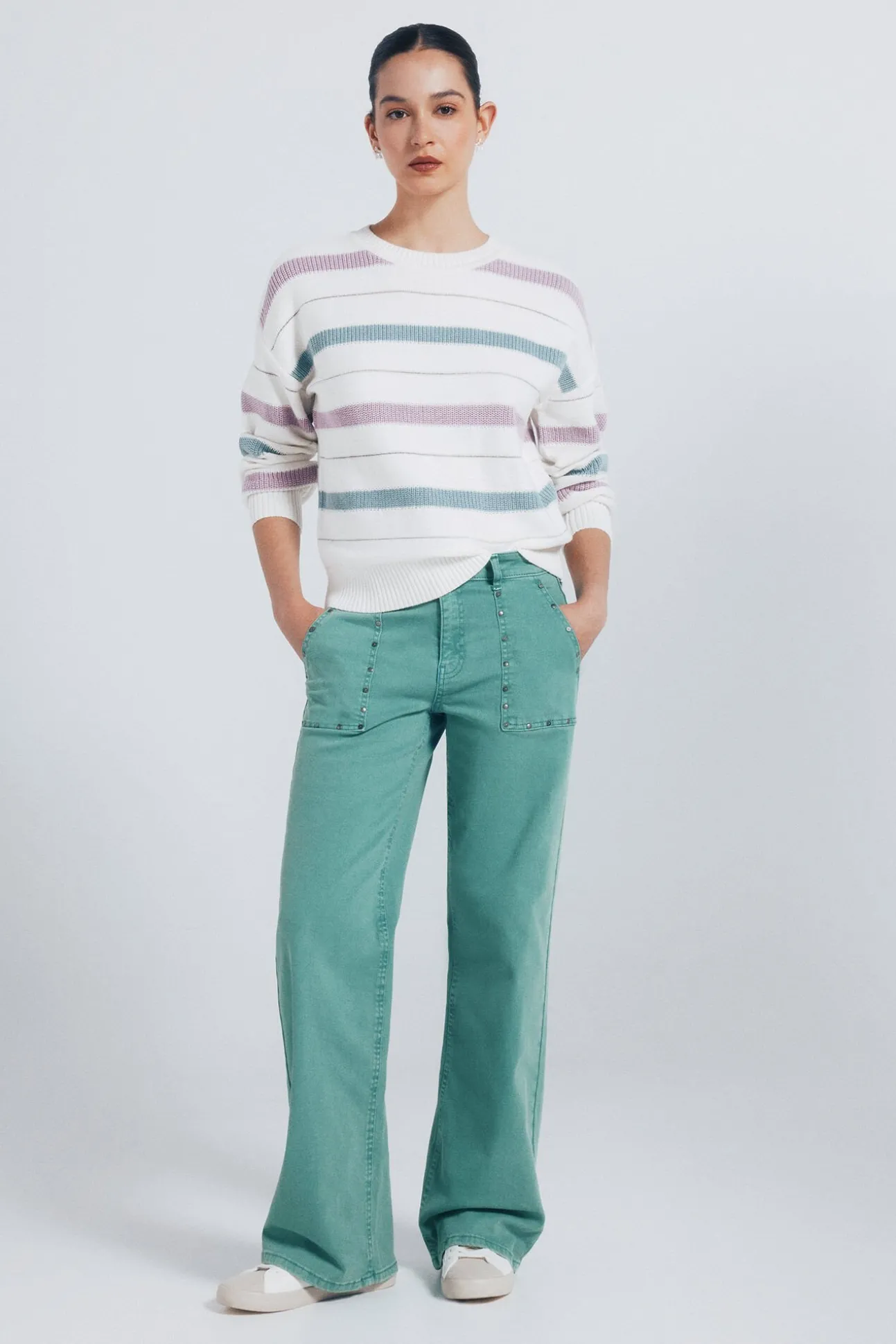 Camisola de malha riscas lúrex
