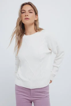 Camisola de malha trançada em chenille