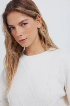 Camisola de malha trançada em chenille