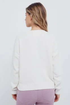Camisola de malha trançada em chenille