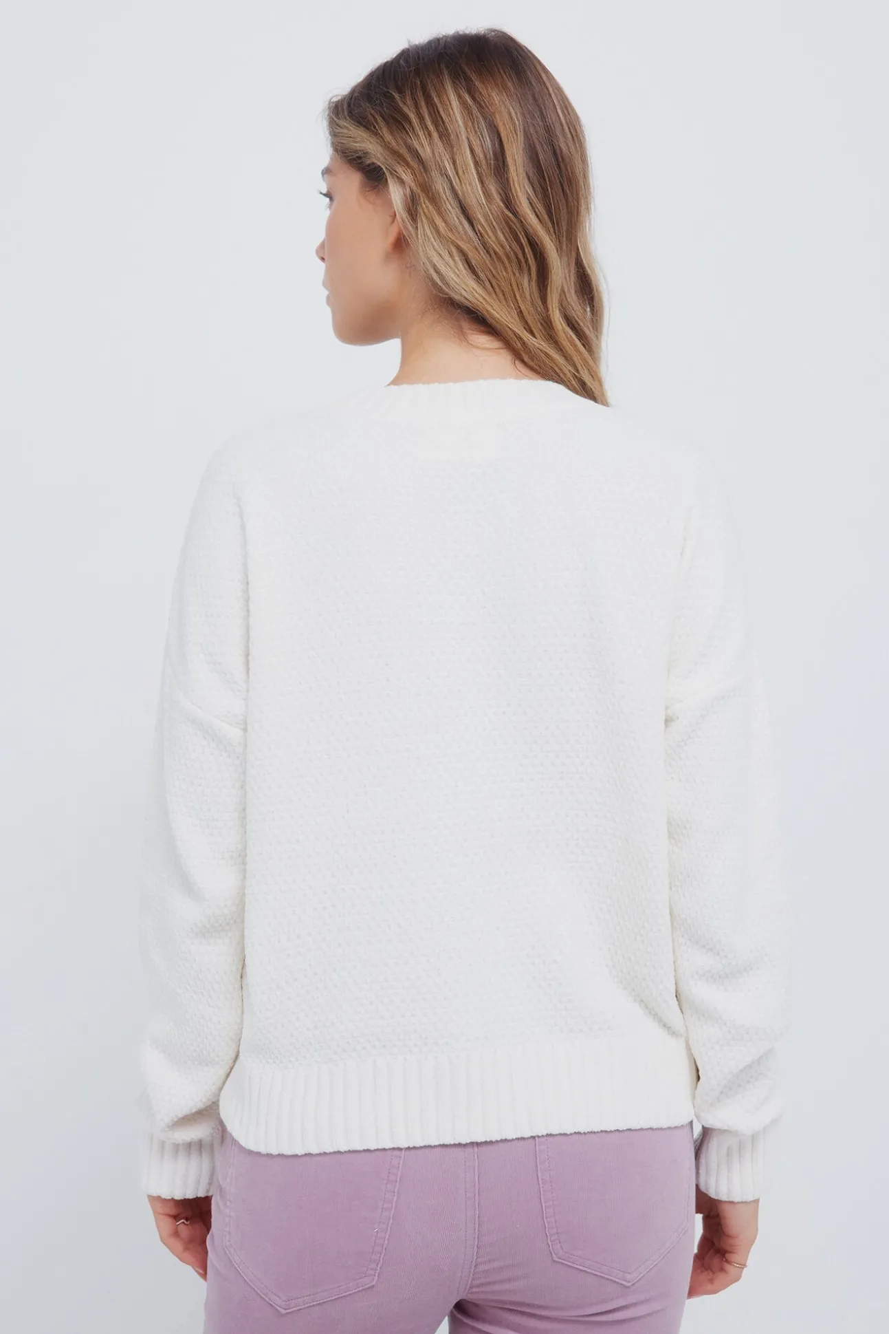Camisola de malha trançada em chenille