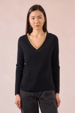 Camisola de manga comprida com detalhes dourados