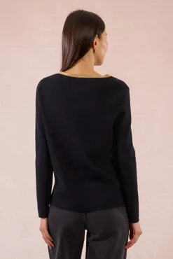 Camisola de manga comprida com detalhes dourados