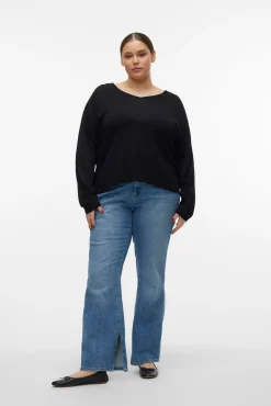 Camisola de manga comprida e gola em bico Curve