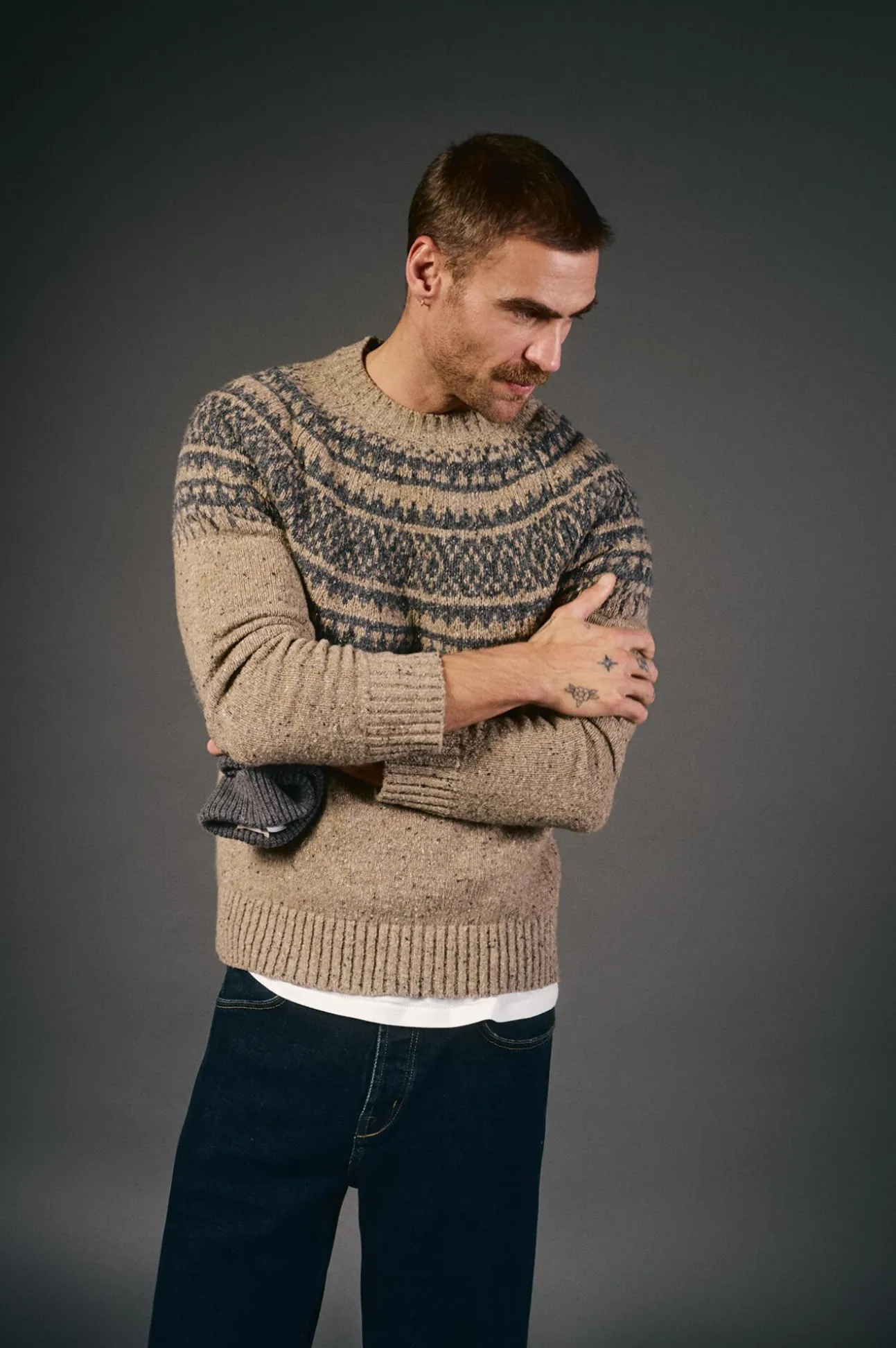 Camisola de Natal jacquard gola caixa