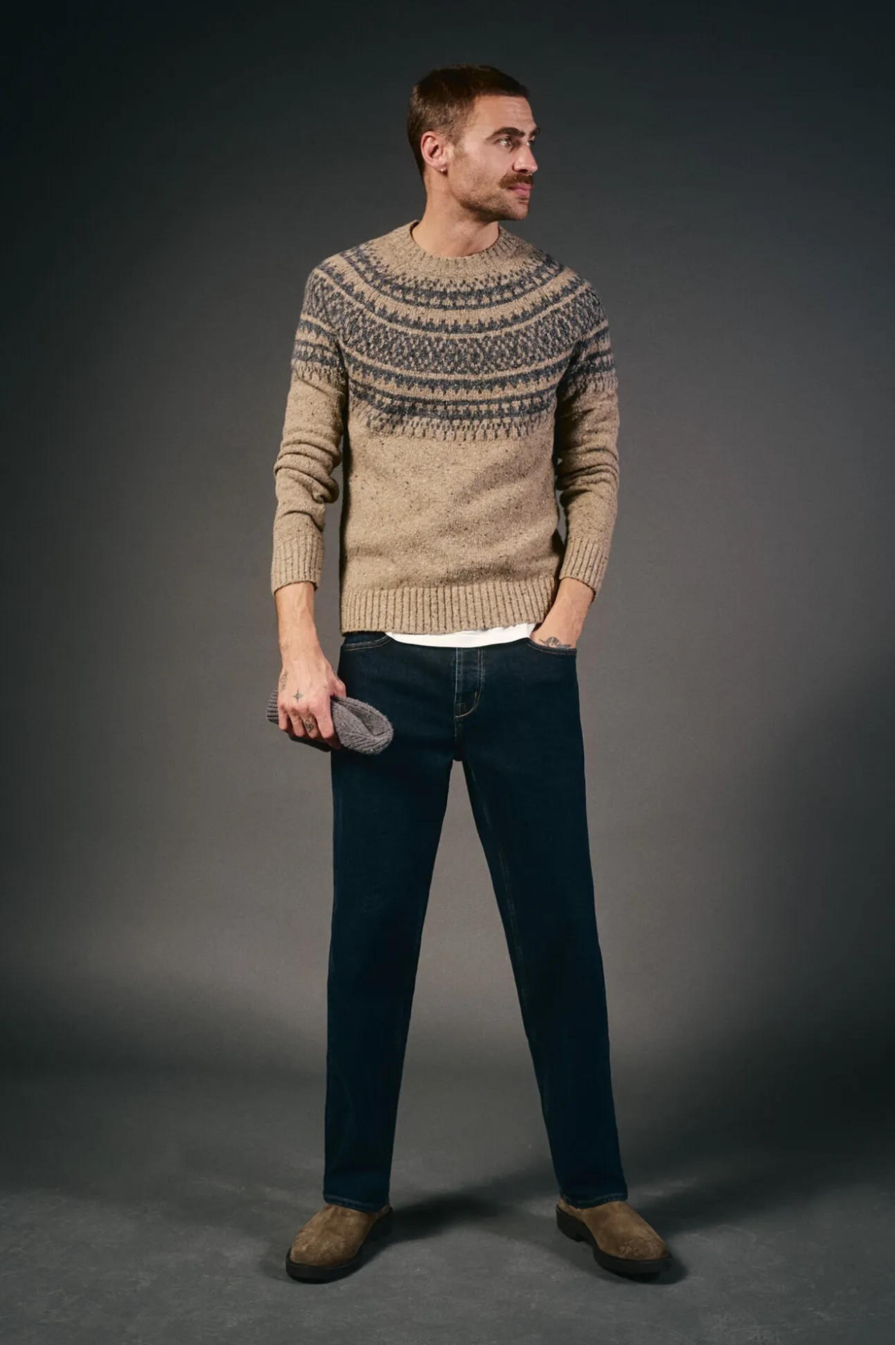 Camisola de Natal jacquard gola caixa