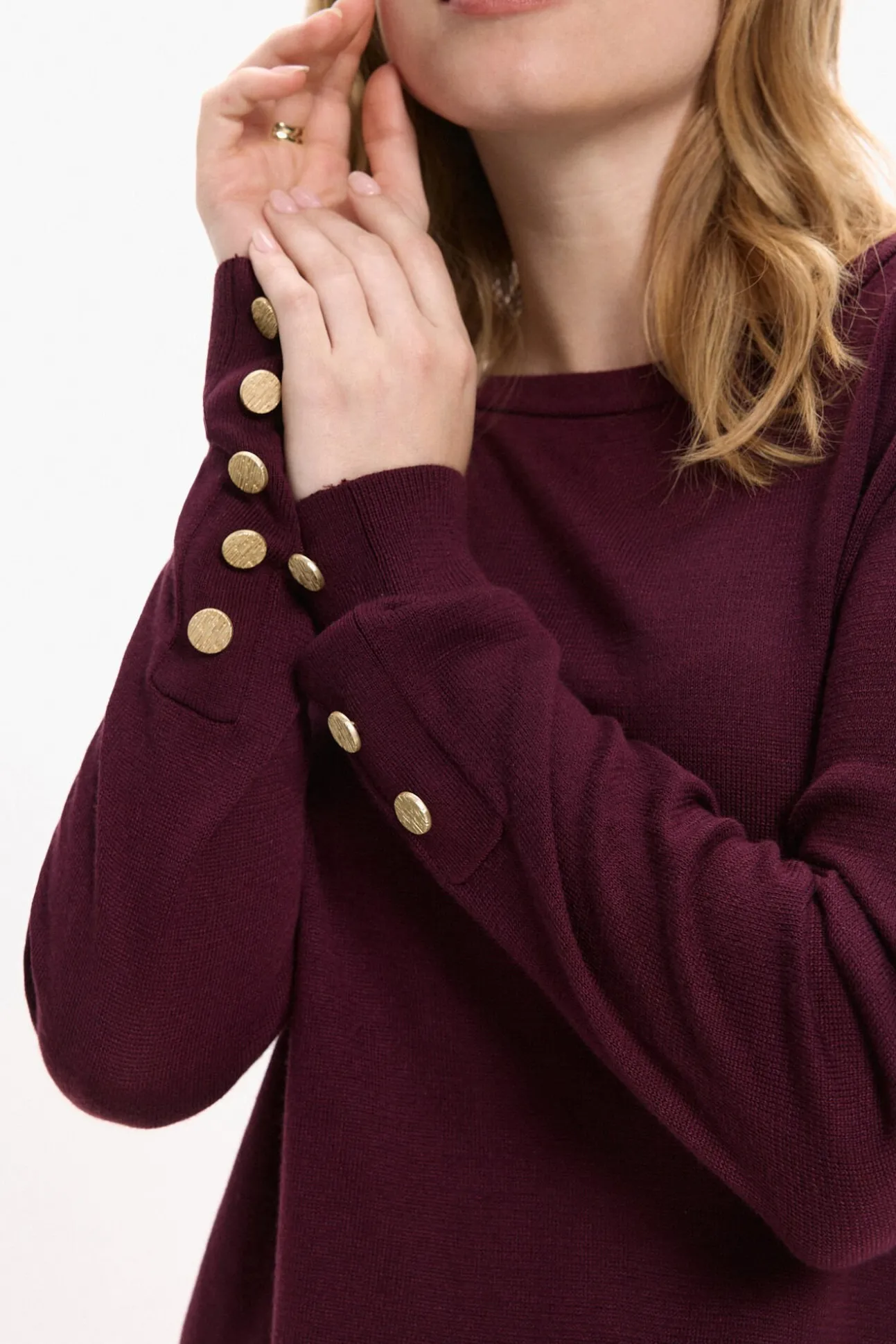 Camisola de viscose com botões nos punhos