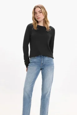Camisola de viscose com botões nos punhos