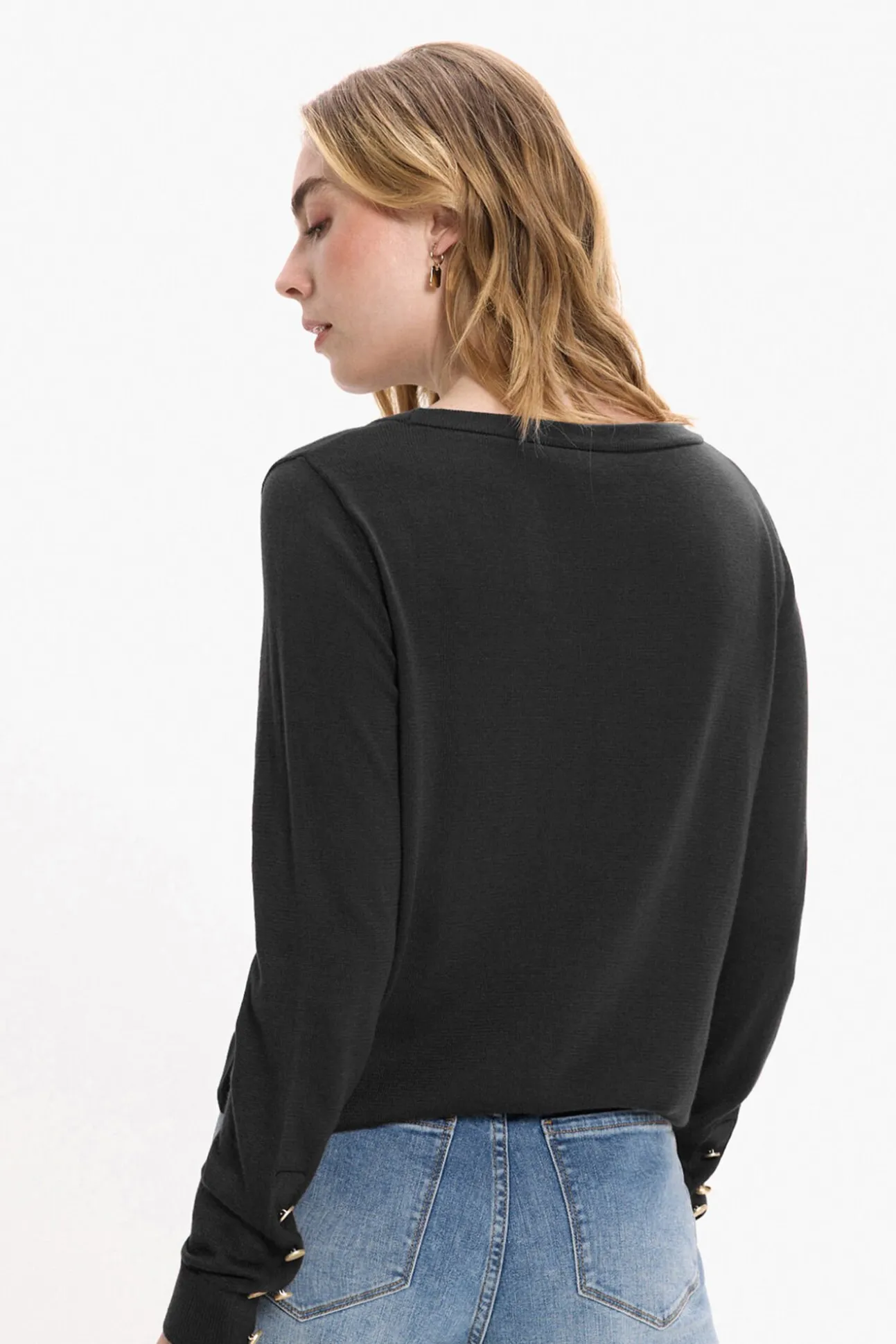 Camisola de viscose com botões nos punhos