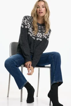 Camisola estampado de manga comprida feminino