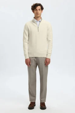 Camisola estruturada 100% algodão orgânico com meia fecho-éclair .