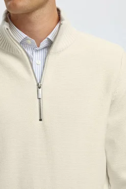 Camisola estruturada 100% algodão orgânico com meia fecho-éclair .