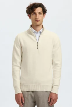 Camisola estruturada 100% algodão orgânico com meia fecho-éclair .