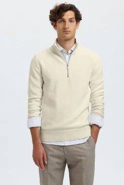 Camisola estruturada 100% algodão orgânico com meia fecho-éclair .