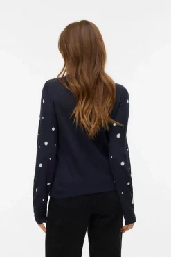 Camisola feminino com estampado de Natal e gola redonda