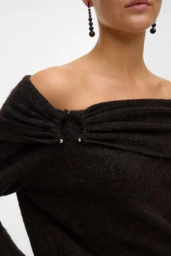 Camisola feminino de malha macia de malha manga