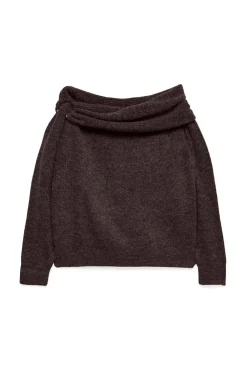 Camisola feminino de malha macia de malha manga