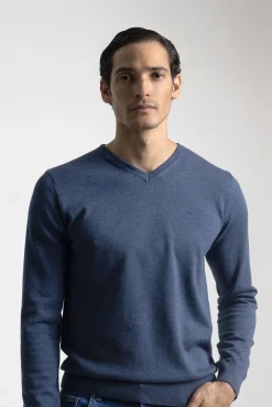 Camisola gola em bico algodão