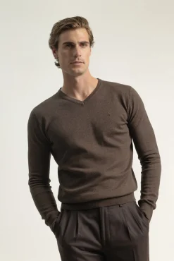 Camisola gola em bico algodão