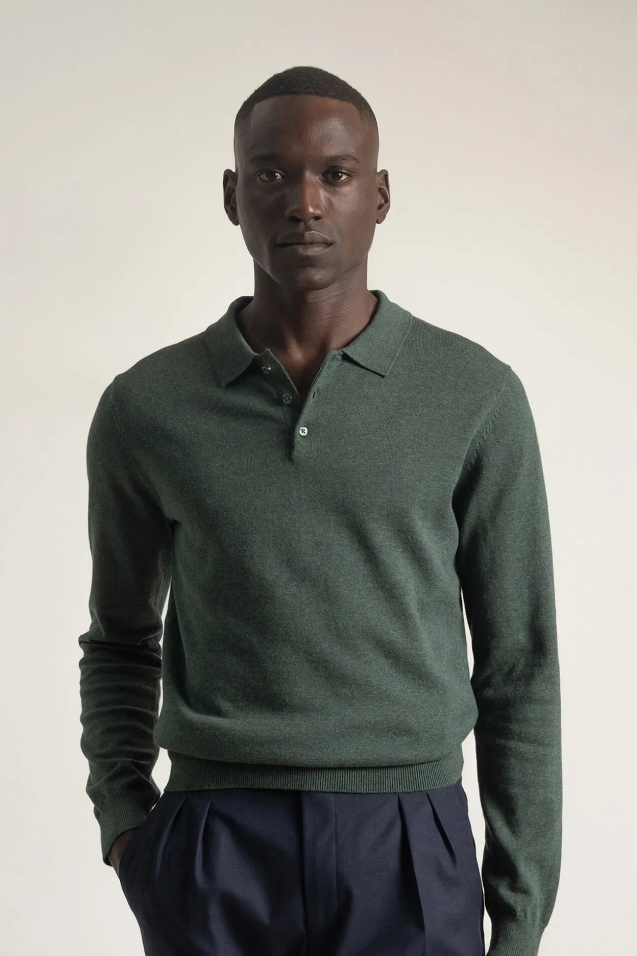 Camisola gola em bico algodão
