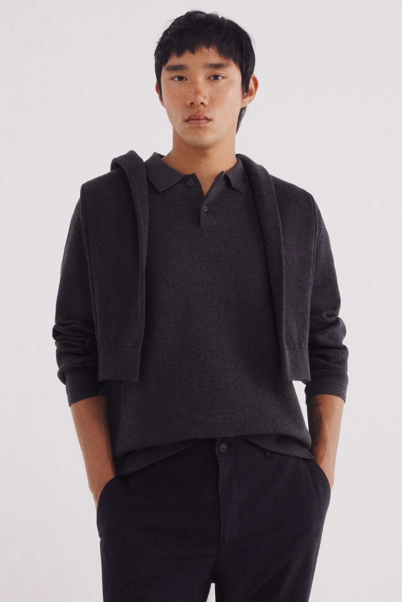 Camisola gola polo com botões