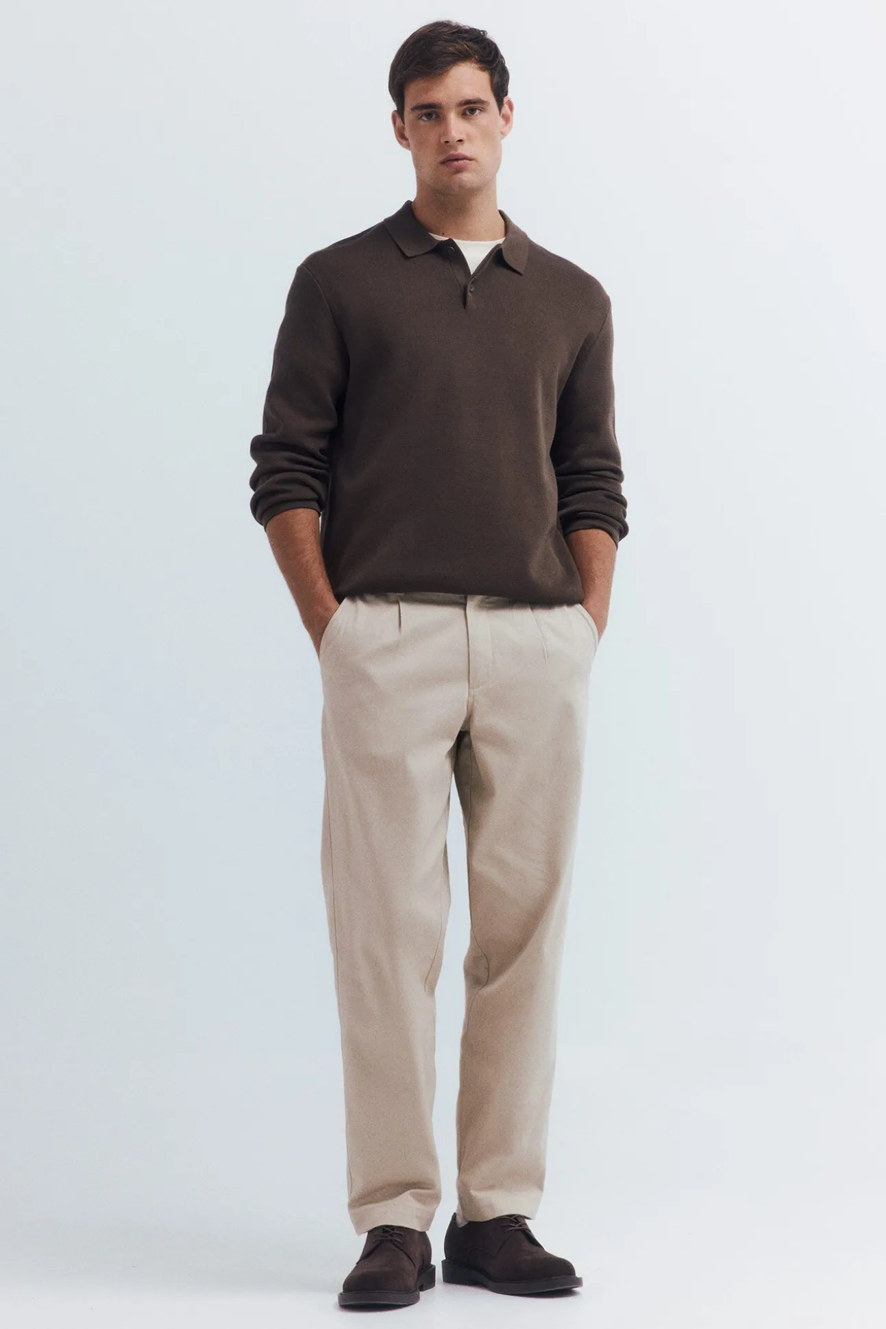 Camisola gola polo com botões