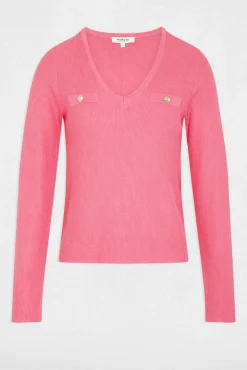 Camisola justo com gola em V