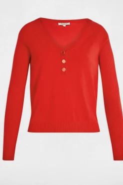 Camisola justo com gola em V