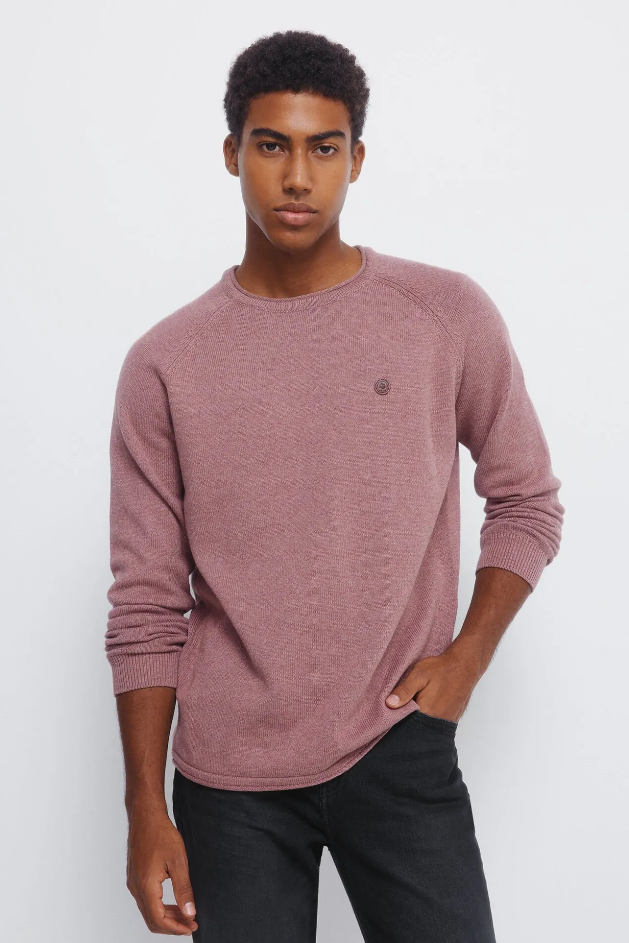 Camisola liso de gola alta