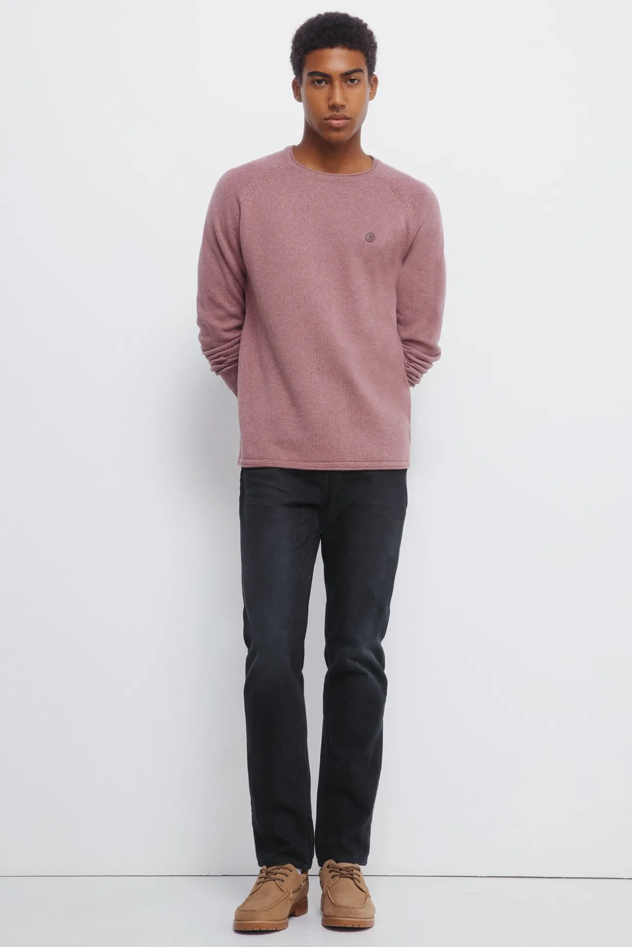 Camisola liso de gola alta