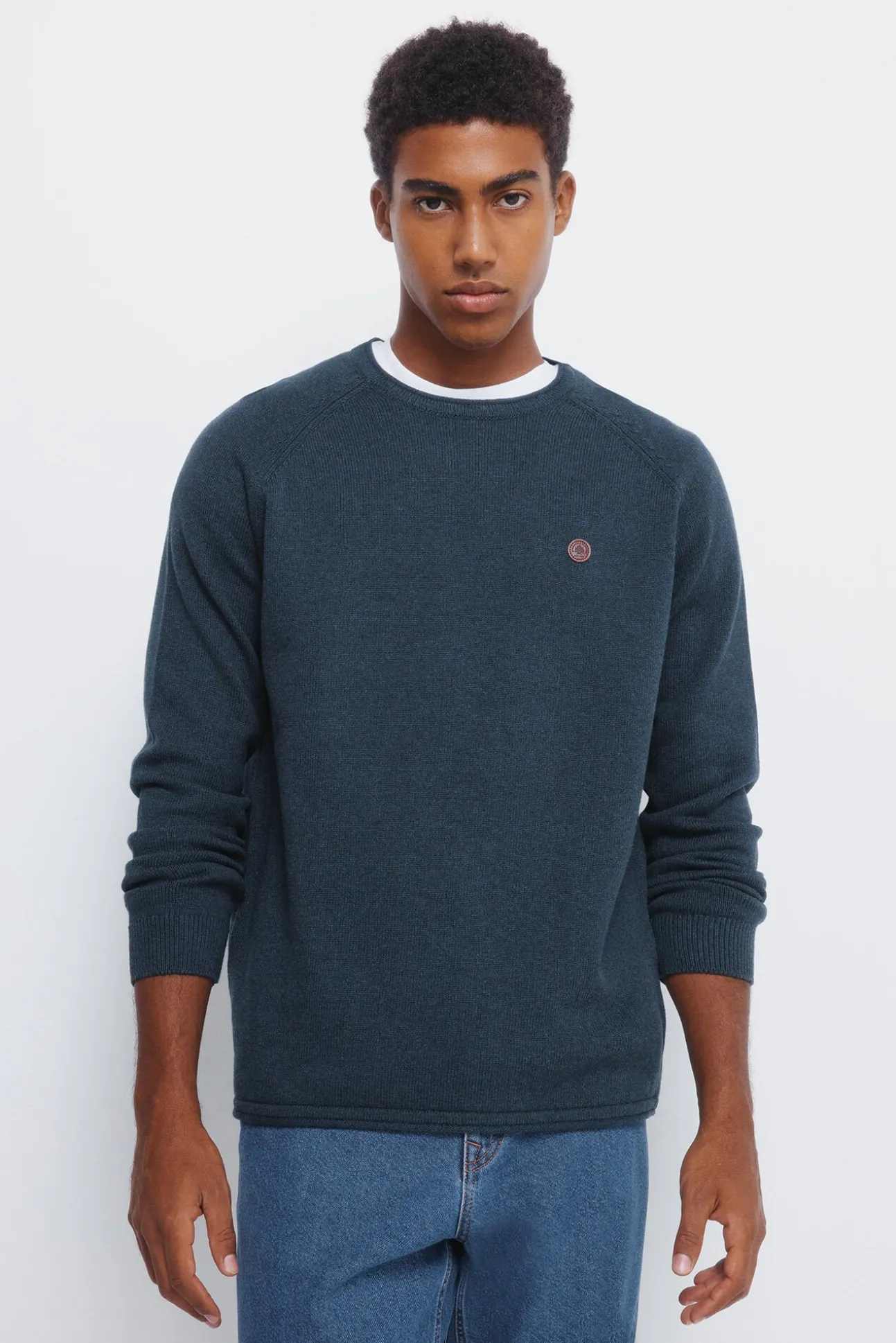 Camisola liso de gola alta