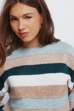 Camisola listrado multicolorido em relevo