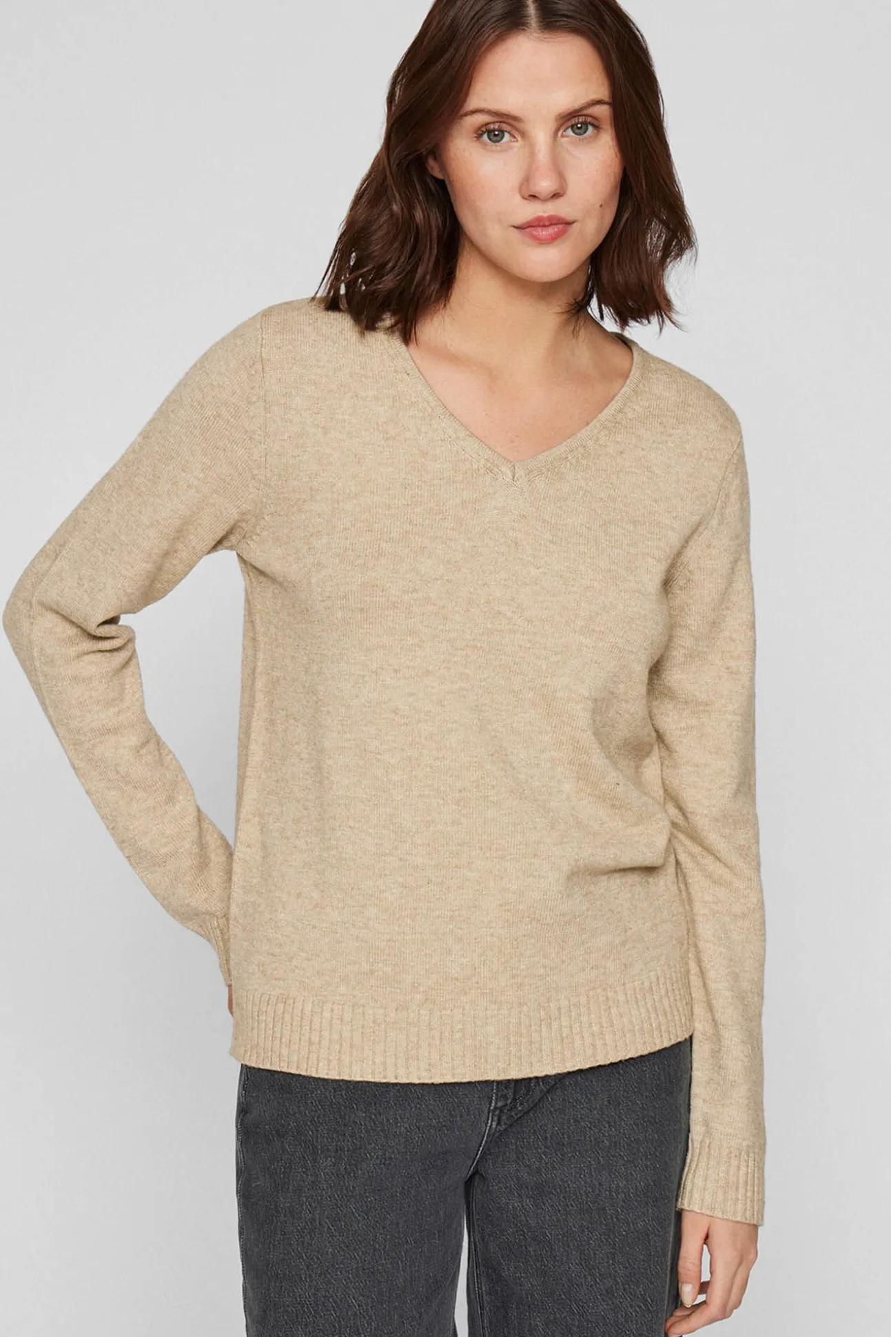 Camisola malha gola em bico
