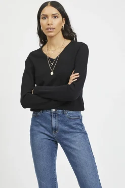 Camisola malha gola em bico