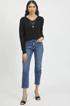 Camisola malha gola em bico