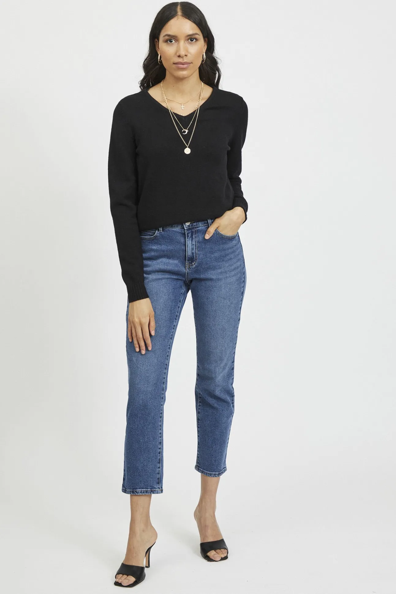 Camisola malha gola em bico