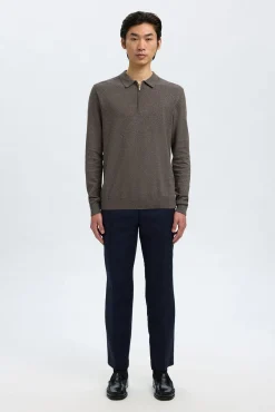 Camisola polo 100% algodão com meia fecho-éclair .