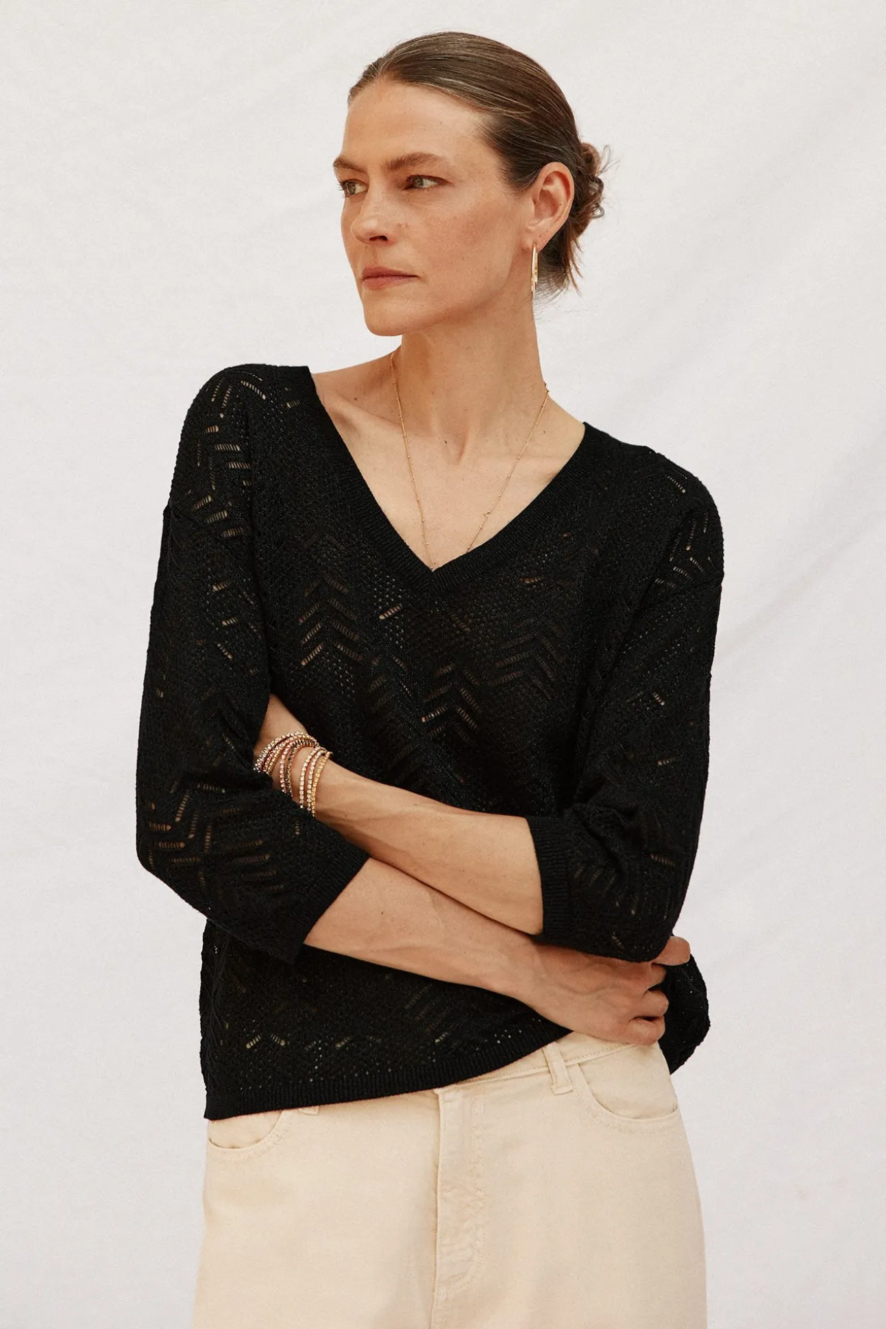 Camisola rendilhados lúrex